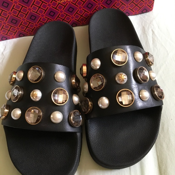 Tory Burch | Shoes | Tory Burch Val Jeweled Slides | Poshmark